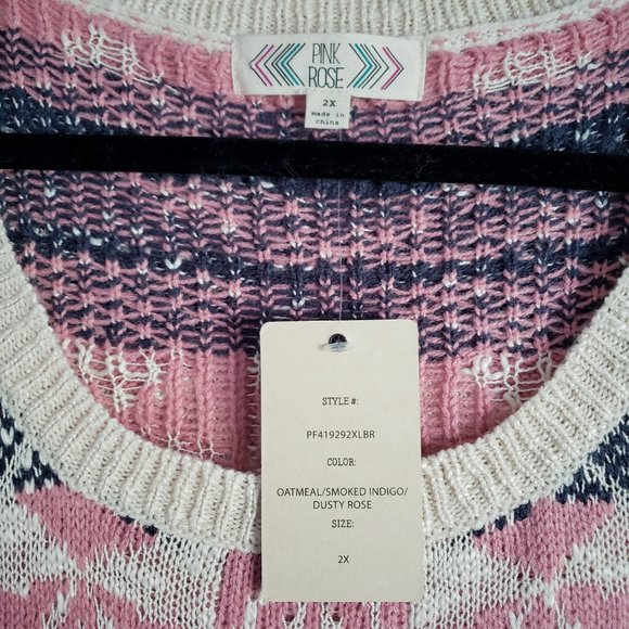 Pink Rose | Tribal Long Sleeve Knit Sweater NWT - Picture 5 of 6